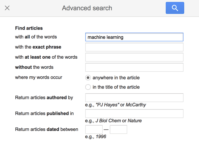 رابط جستجوی پیشرفته Google Scholar