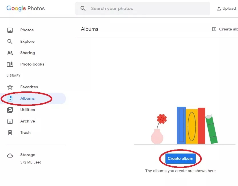 نحوه ایجاد آلبوم در وب سایت  Google Photos